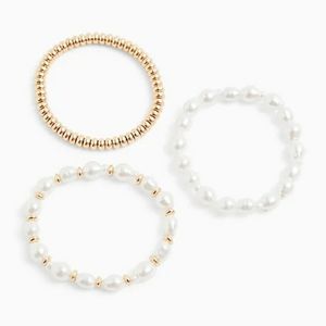GOLD-TONE & FAUX PEARL STRETCH BRACELET SET - SET
